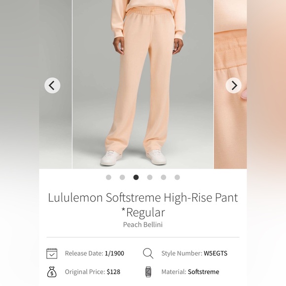 NWOT Lululemon Softstreme High-Rise Pant *Short in Peach Bellini, size 12 - Picture 8 of 9